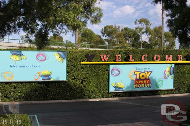 The Tram stop still has Toy Story billboards up, probably for a couple more weeks until the Halloween kickoff