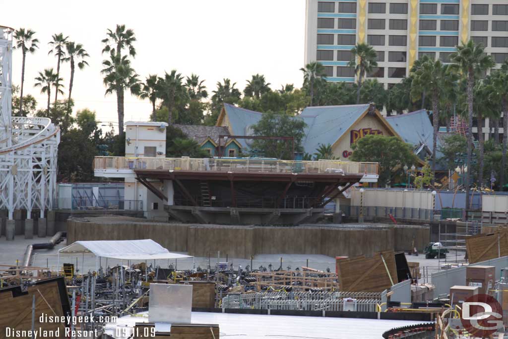 The concrete at the base of the swings has been painted/stained