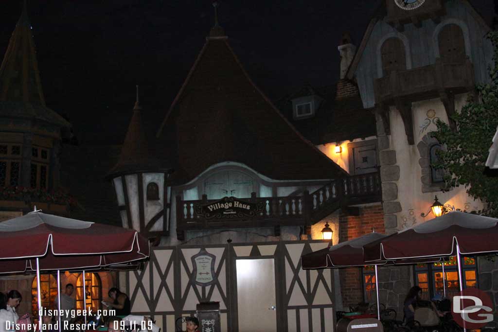 The front doors to the Village Haus were blocked off for some work