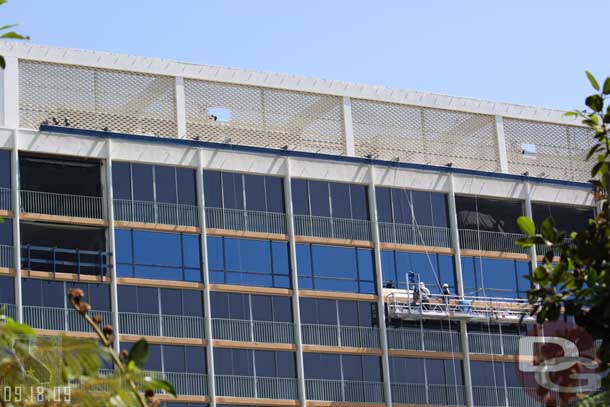 The new windows have started to go into the Disneyland Hotel