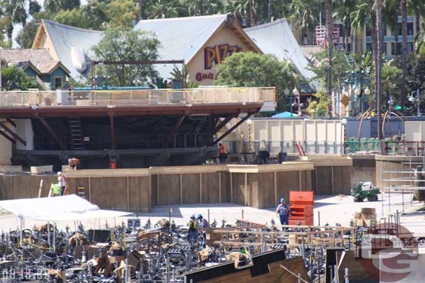 Forms are being installed for the concrete work at the base of the swings