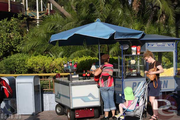 Noticed the Pop Corn cart has been relocated to near the Autopia while the walls are up