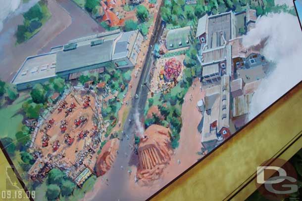 A random shot of the concept art for the Cars Land entrance.