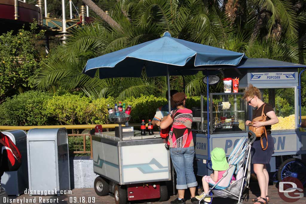 Noticed the Pop Corn cart has been relocated to near the Autopia while the walls are up