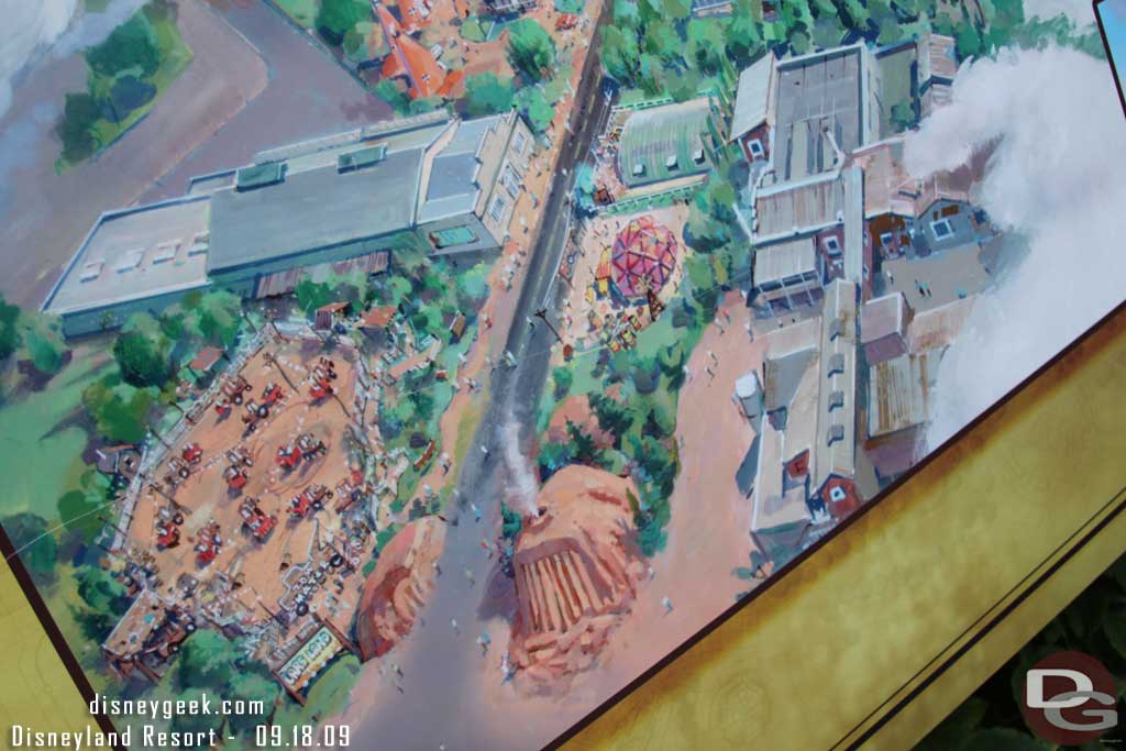 A random shot of the concept art for the Cars Land entrance.