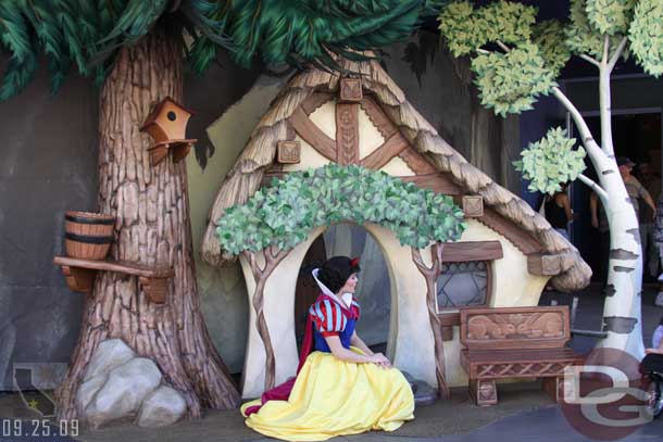 Snow White was out front of the Animation Building (since the DVD/Blu Ray is coming out the first week of October)