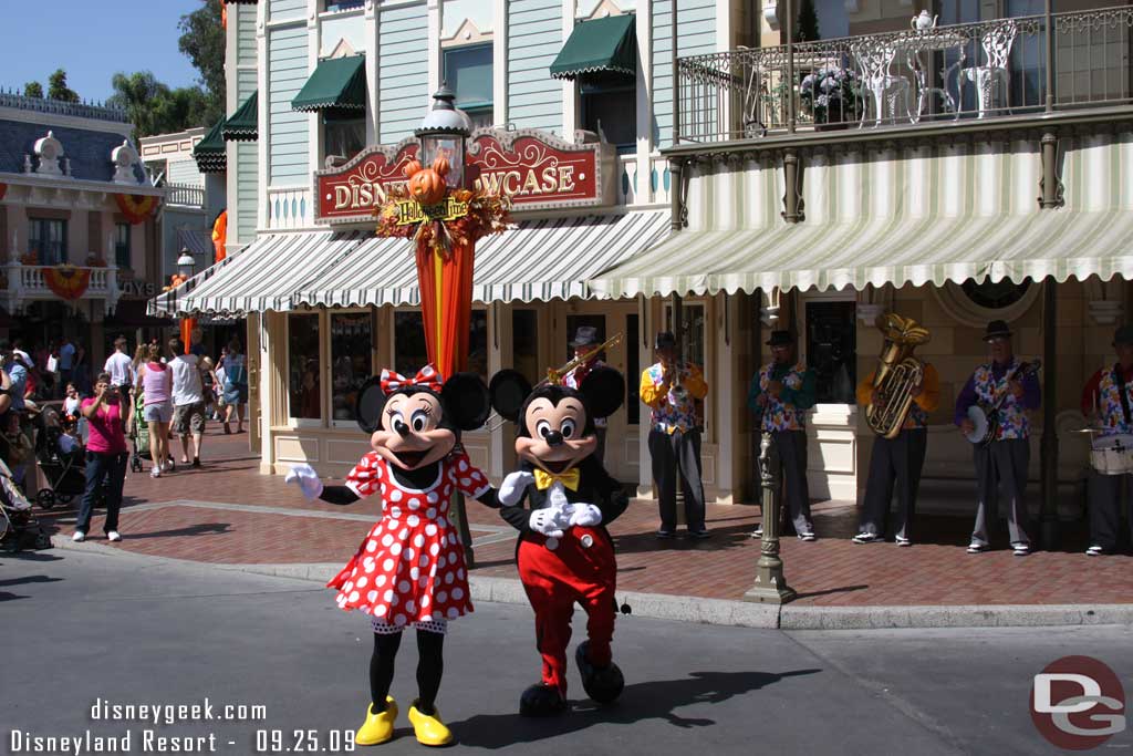 Mickey and Minnie were out with the band, so no costumes