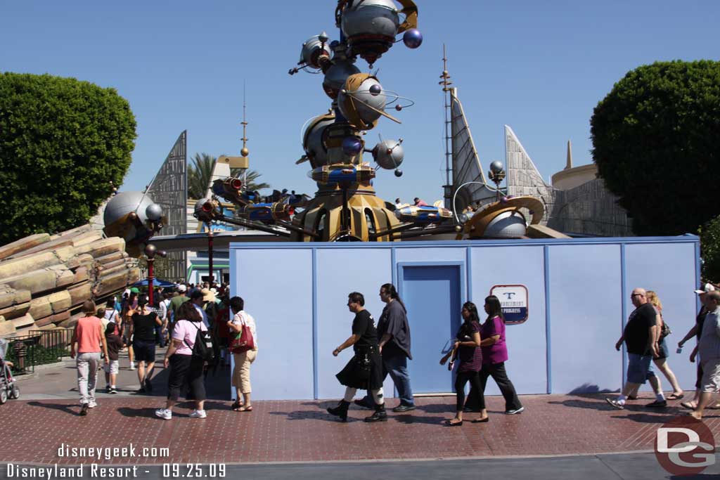 The walls are still up on the Tomorrowland paving project (and it did make the crowd even worse in this area in the evening)