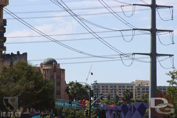 They were lifting something onto the Paradise Pier hotel