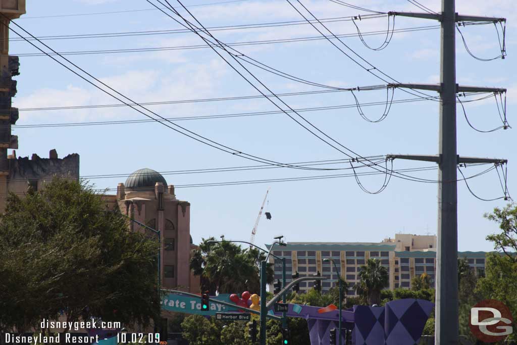 They were lifting something onto the Paradise Pier hotel