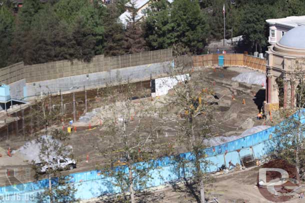 Through the trees you can see white lines and more digging in the Mermaid site.