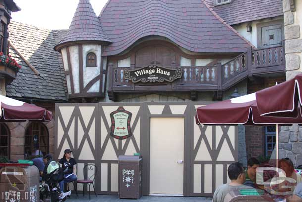 Work on the entrance to the Village Haus is ongoing