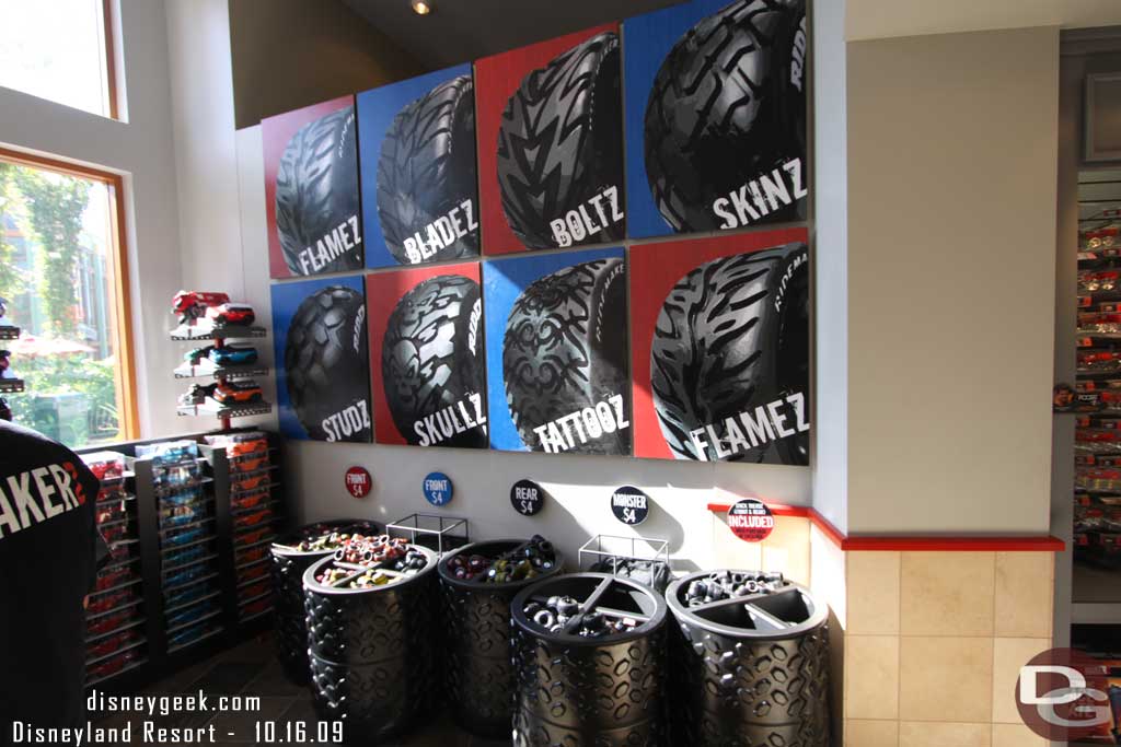 Along the way you customize your car.  Here you pick tires.