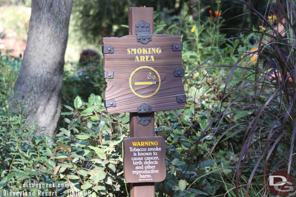 Headed out on the Big Thunder trail and notice the smoking area sign..  sure its been there since they redid the area but it just stood out to me.