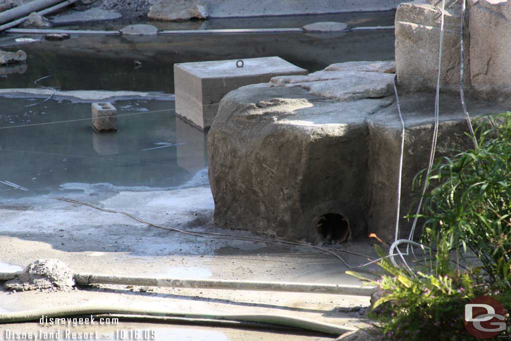 The castle moat is still drained.  But some rock repair work has gone on.