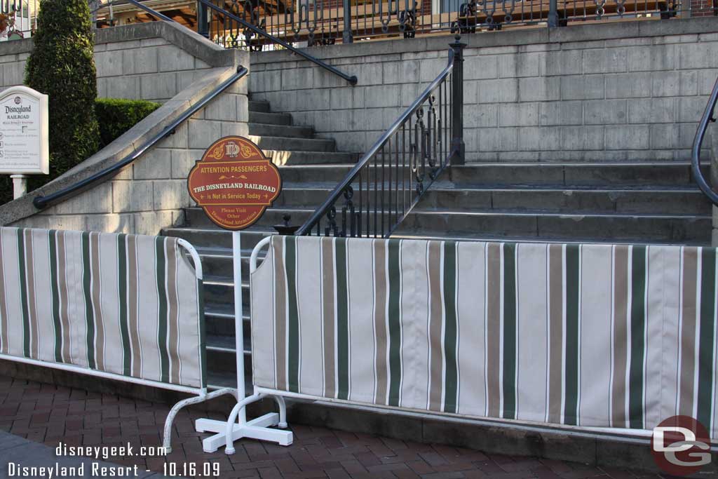 The Main Street Station was blocked off at street level.