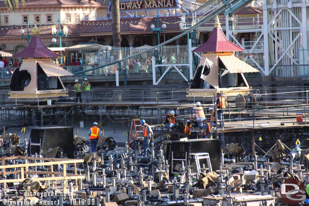 Quite a few workers out on the new machine that was installed. 