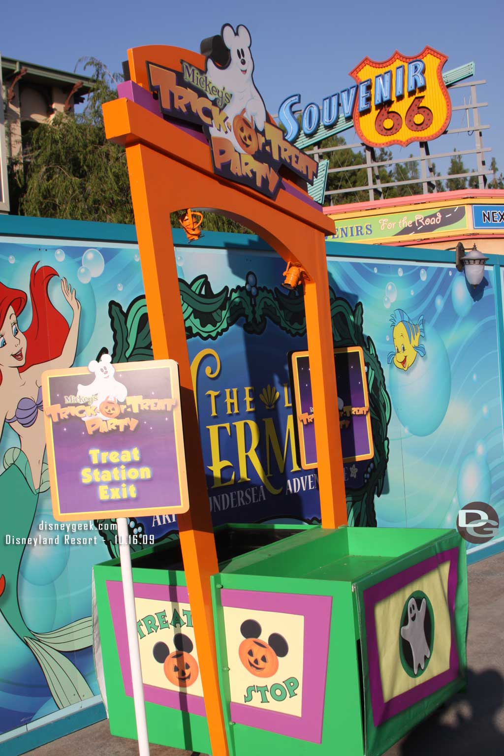 The candy stations for the Halloween party were being set up (no candy just the stations)