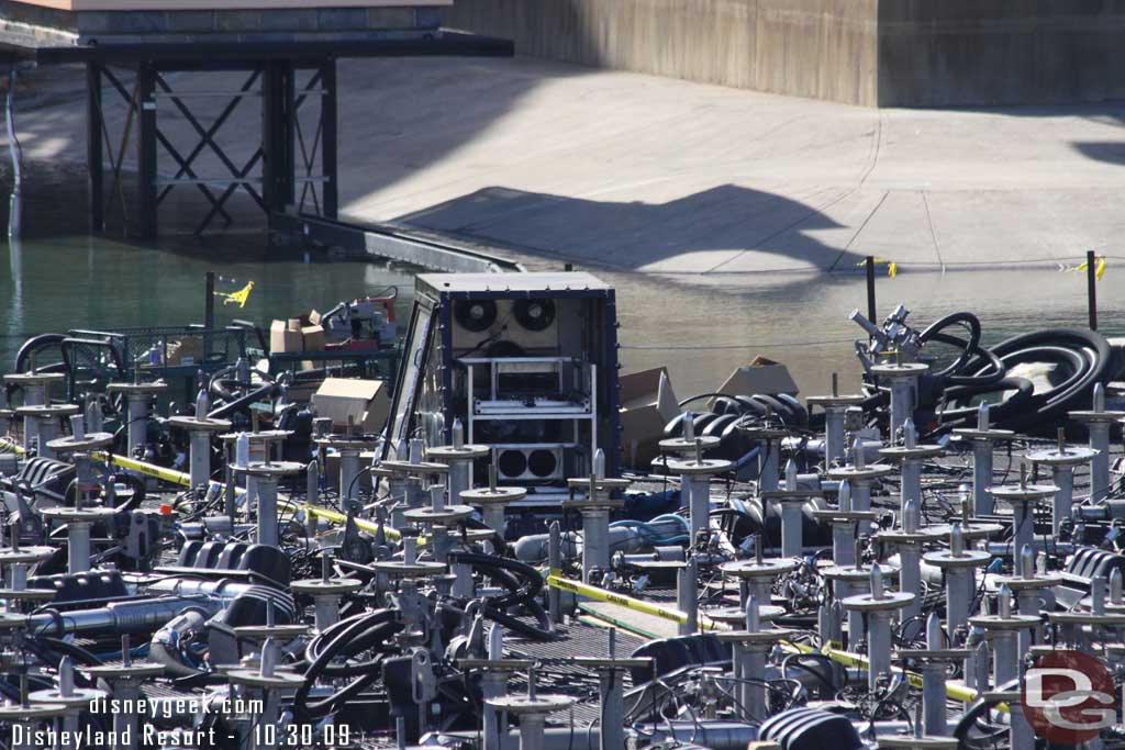 Looks like projectors are being installed in the housings on the platform