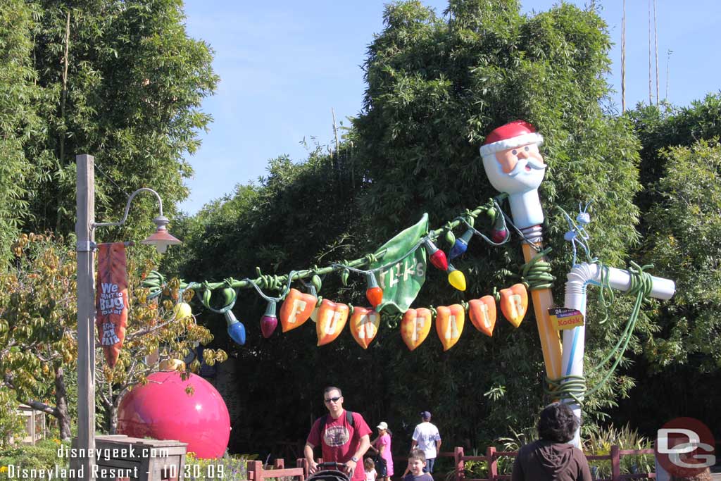 Swung through the farm area and noticed the Christmas decorations are up in Fliks Fun Faire