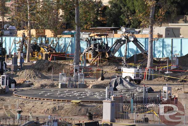 Some of the concrete work on the fountain is done.