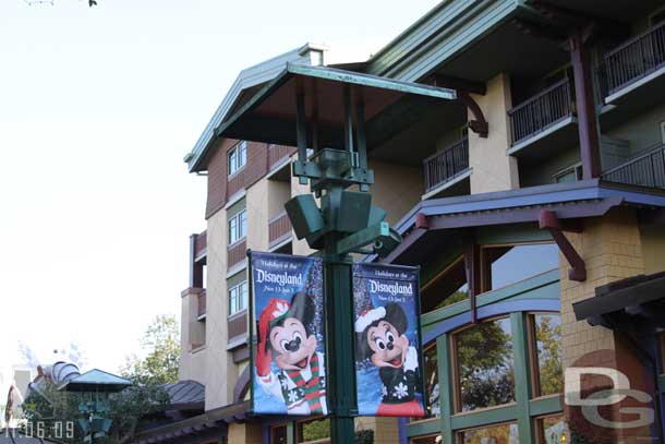 The Downtown Disney banners now advertise the Holidays.