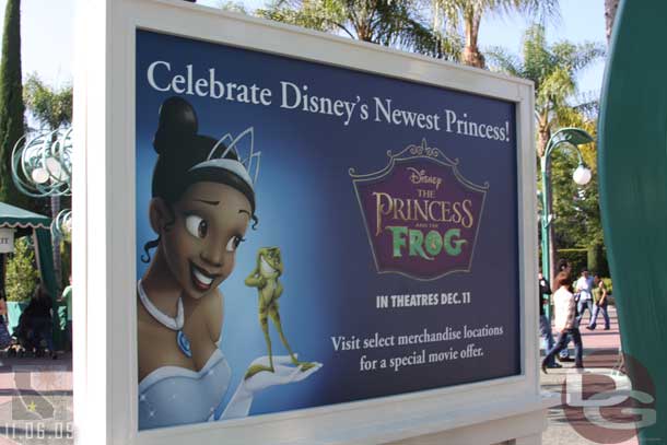 The sign as you leave the parks now has Princess and the Frog on it