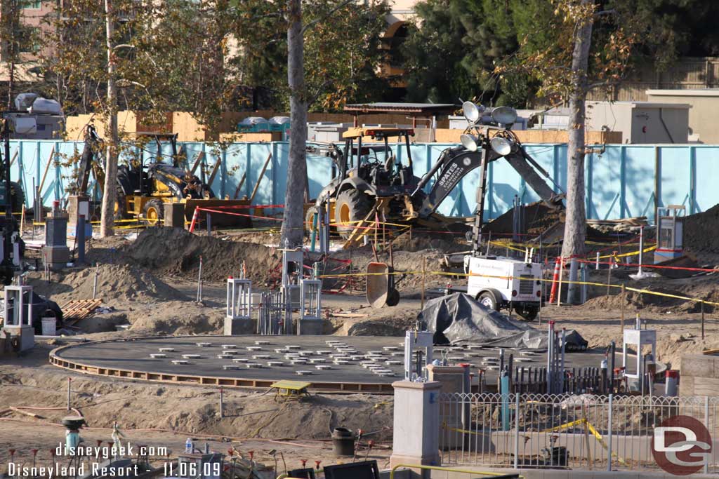 Some of the concrete work on the fountain is done.