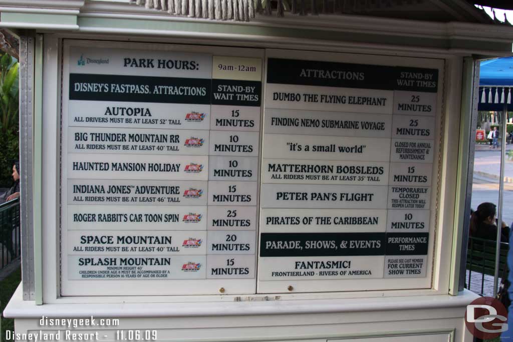 The wait times around 4:10pm