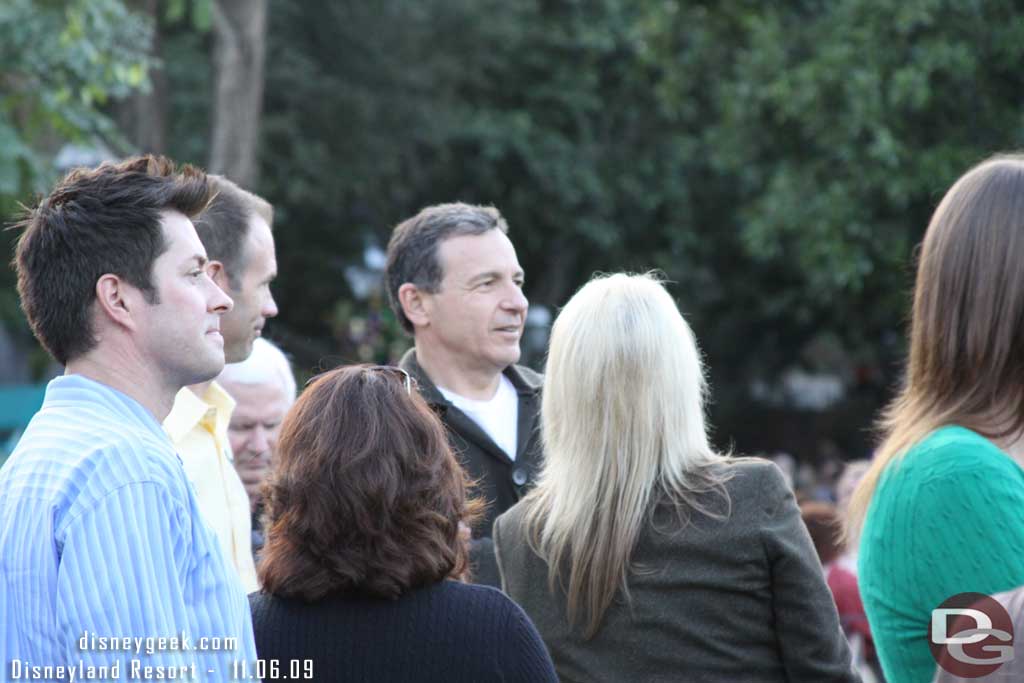 A better shot.  He appeared to only have one person with him who was talking about the show from what I could tell (the blond woman), by the end of the show his wife and I am assuming his kids joined him (since the kids looked grade school age, I am not going to post any pictures of the group).  I also spotted him on the Dream Suite balcony during Fantasmic.