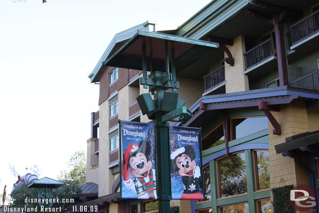 The Downtown Disney banners now advertise the Holidays.