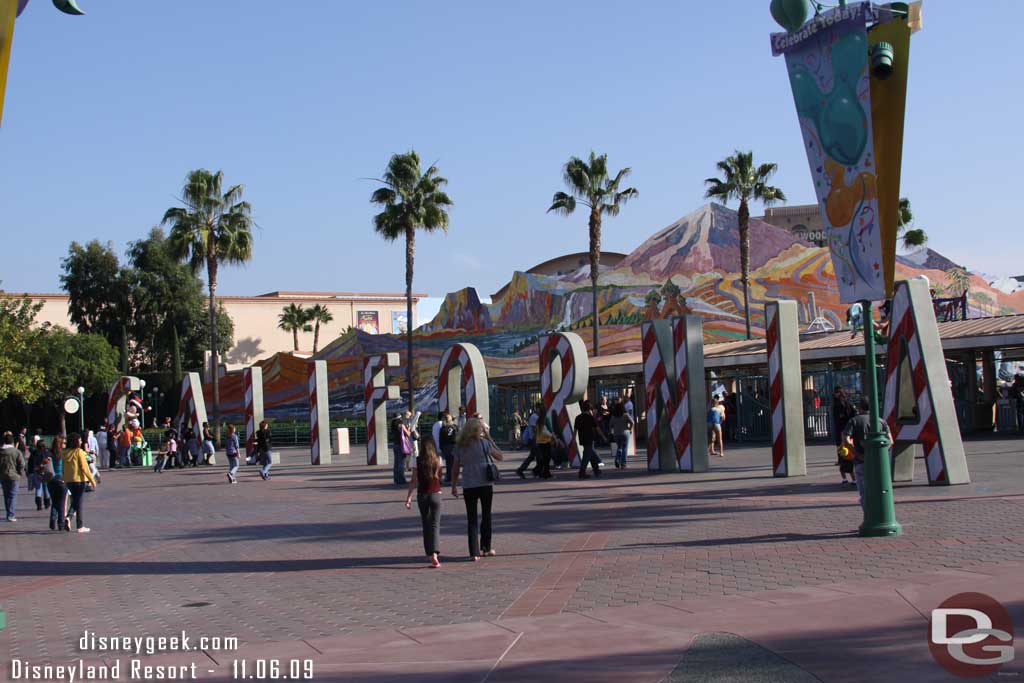 The California sign received the Candy Cane makeover.