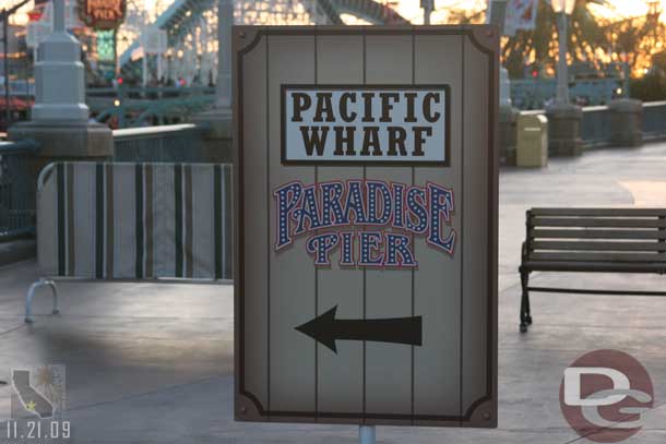 There is a sign directing you through the Wharf and around the work.