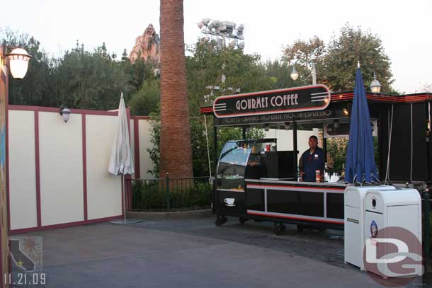 Even though there are more walls up the Coffee cart remains open.