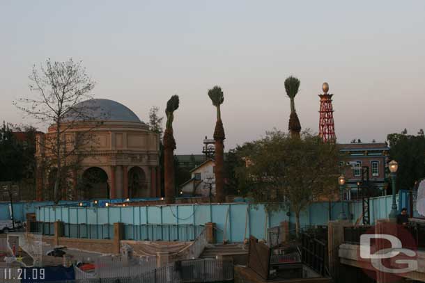 Here you can see the new trees and if you look carefully you can see the new walkway that curves around them (follow the lights).