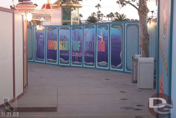 The new walkway that is open (the fountain structure is on the left and that lighter color wall is new, the blue wall was pushed back further)