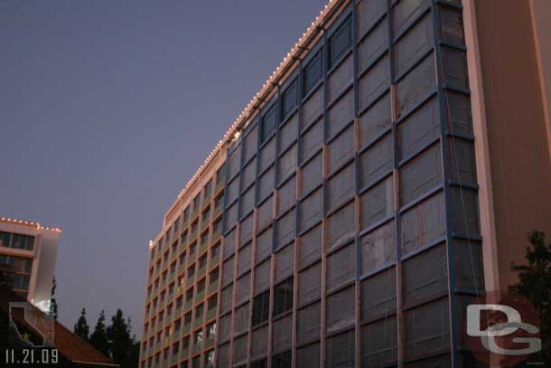 The courtyard/pool facing side of the tower.