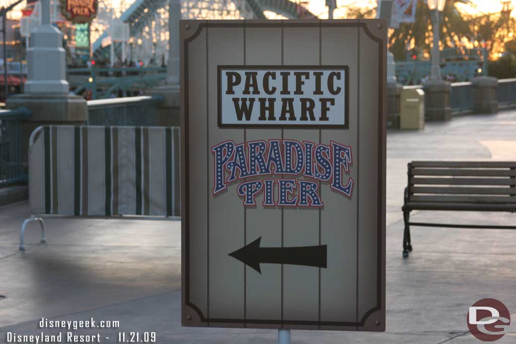 There is a sign directing you through the Wharf and around the work.