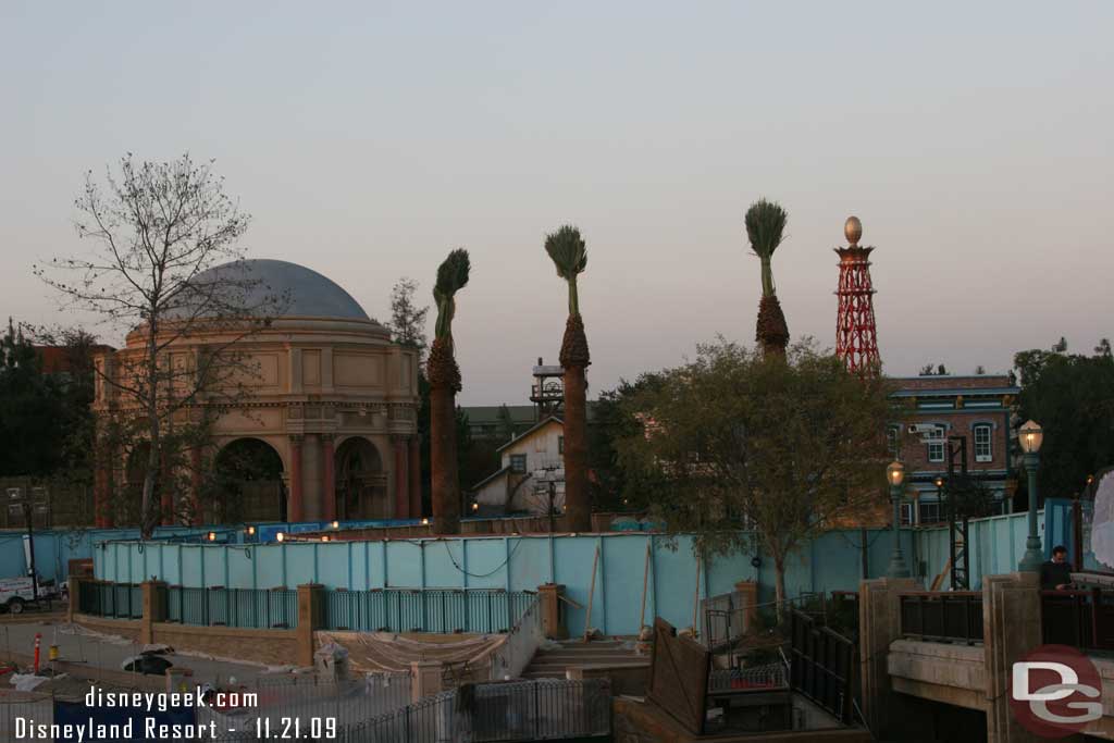 Here you can see the new trees and if you look carefully you can see the new walkway that curves around them (follow the lights).