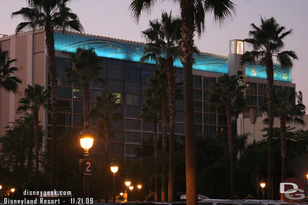 Looking over at the renovation work at the Disneyland Hotel