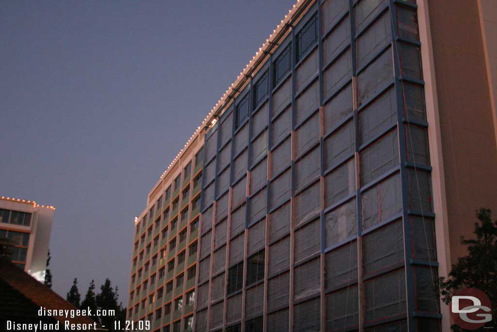 The courtyard/pool facing side of the tower.