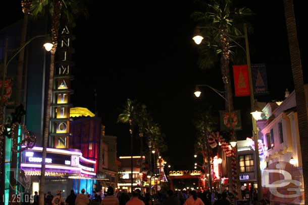 The street looked a little dark to me.. thought they had more lights on the Christmas decorations..