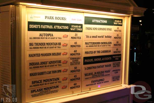 The wait times at 6:10pm