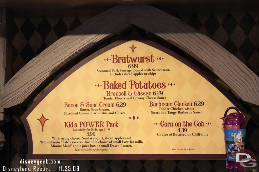 The menu