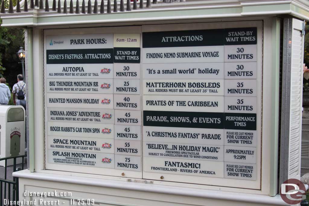 The wait times around 4:10pm