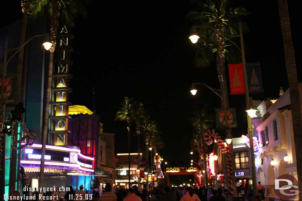 The street looked a little dark to me.. thought they had more lights on the Christmas decorations..