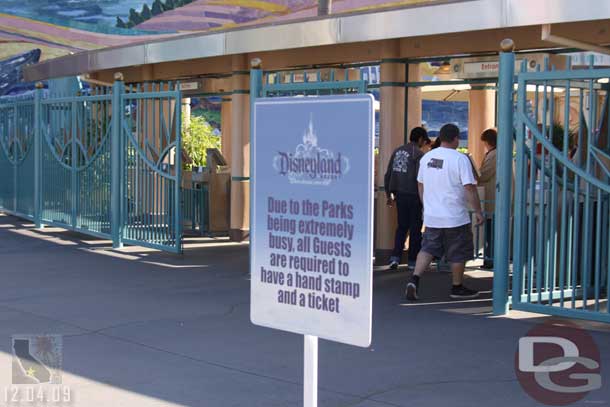 They were expecting heavy crowds again.  Everyone was required to get a handstamp