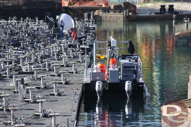 One of the work boats