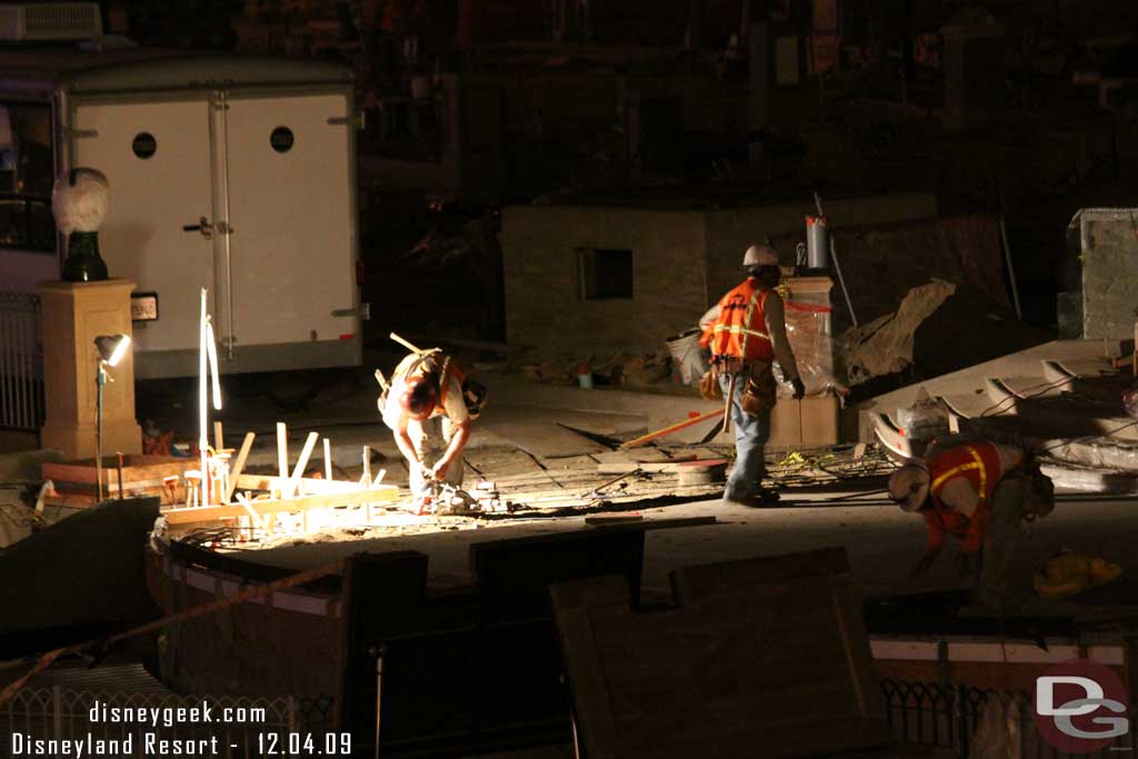 A crew finishing up some forms