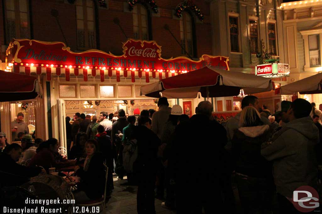 One of the longest lines in the park.. for Coke Corner..